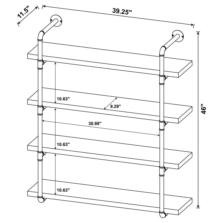 ELMCREST 39-INCH 4-SHELF WALL BOOKSHELF GREY DRIFTWOOD