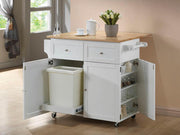 JALEN 3-DOOR MOBILE KITCHEN CART NATURAL BROWN AND WHITE