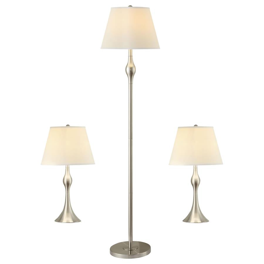GRIFFIN 3-PIECE FLOOR AND TABLE LAMP SET BRUSHED NICKEL
