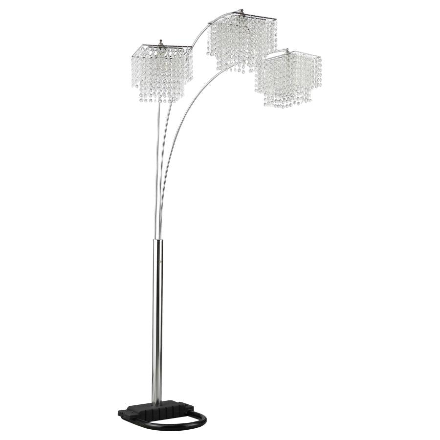 MIRIAM 90-INCH HANGING CRYSTAL ARC FLOOR LAMP CHROME