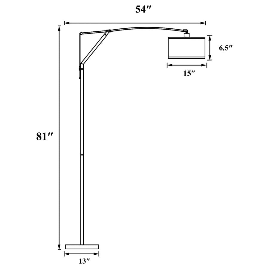 MONIZ 81-INCH DRUM SHADE ARC ADJUSTABLE FLOOR LAMP CHROME