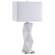 CAMIE 32-INCH RECTANGULAR SHADE GEOMETRIC TABLE LAMP WHITE
