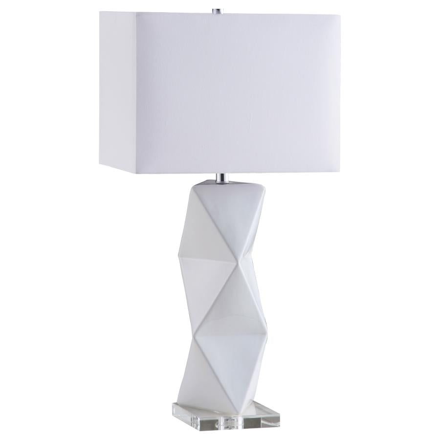 CAMIE 32-INCH RECTANGULAR SHADE GEOMETRIC TABLE LAMP WHITE