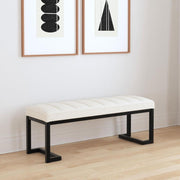 MESA BOUCLE UPHOLSTERED TUFTED ACCENT BENCH VANILLA