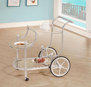 SARANDON 3-TIER GLASS SHELF METAL BAR CART CHROME