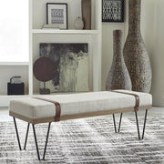 AUSTIN FABRIC UPHOLSTERED ACCENT BENCH BEIGE