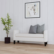 REX FABRIC UPHOLSTERED ACCENT BENCH WITH ARMRESTS VANILLA