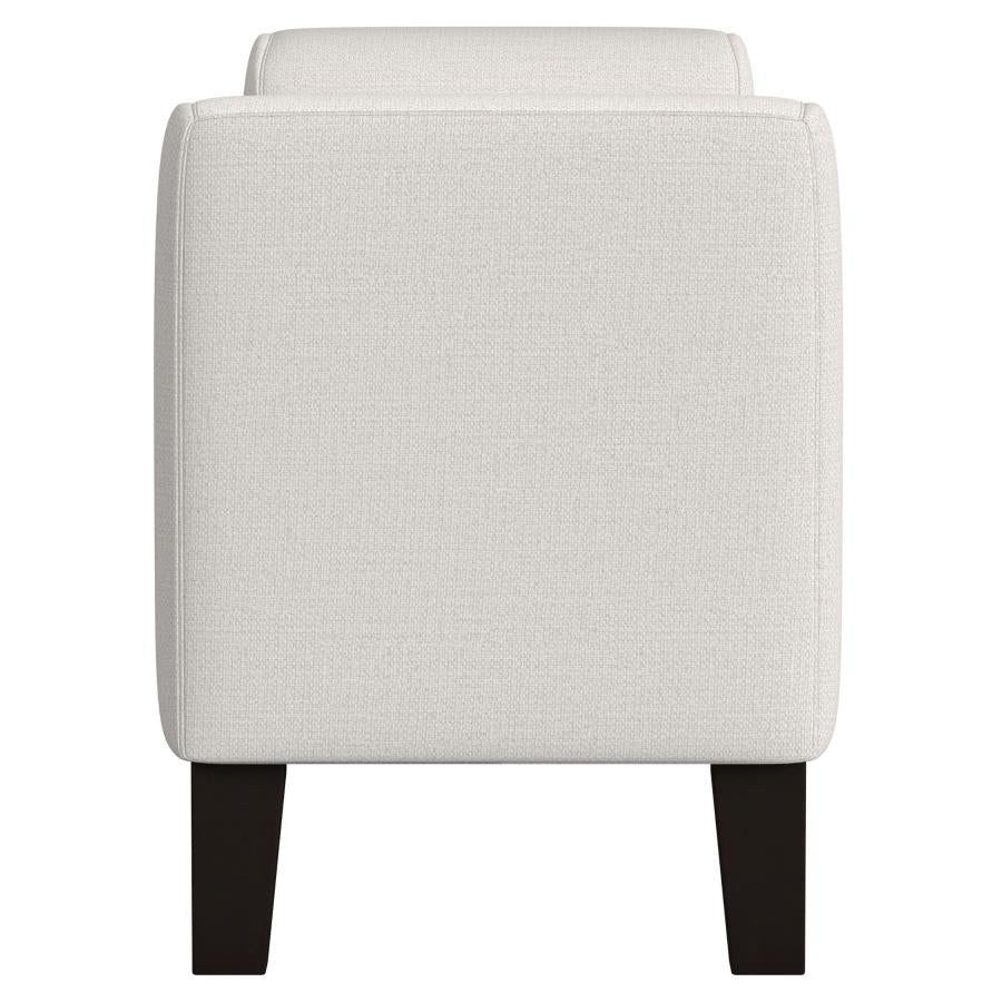 REX FABRIC UPHOLSTERED ACCENT BENCH WITH ARMRESTS VANILLA