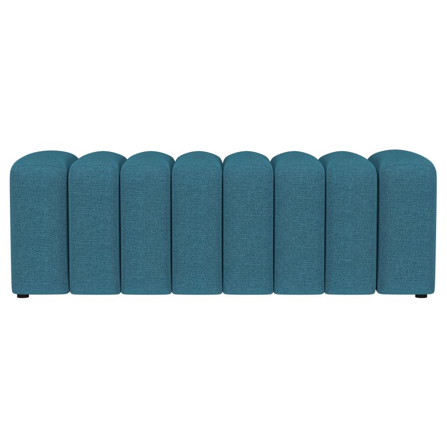 SUMMER FABRIC UPHOLSTERED TUFTED ACCENT BENCH PEACOCK BLUE