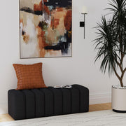 SUMMER FABRIC UPHOLSTERED TUFTED ACCENT BENCH CHARCOAL