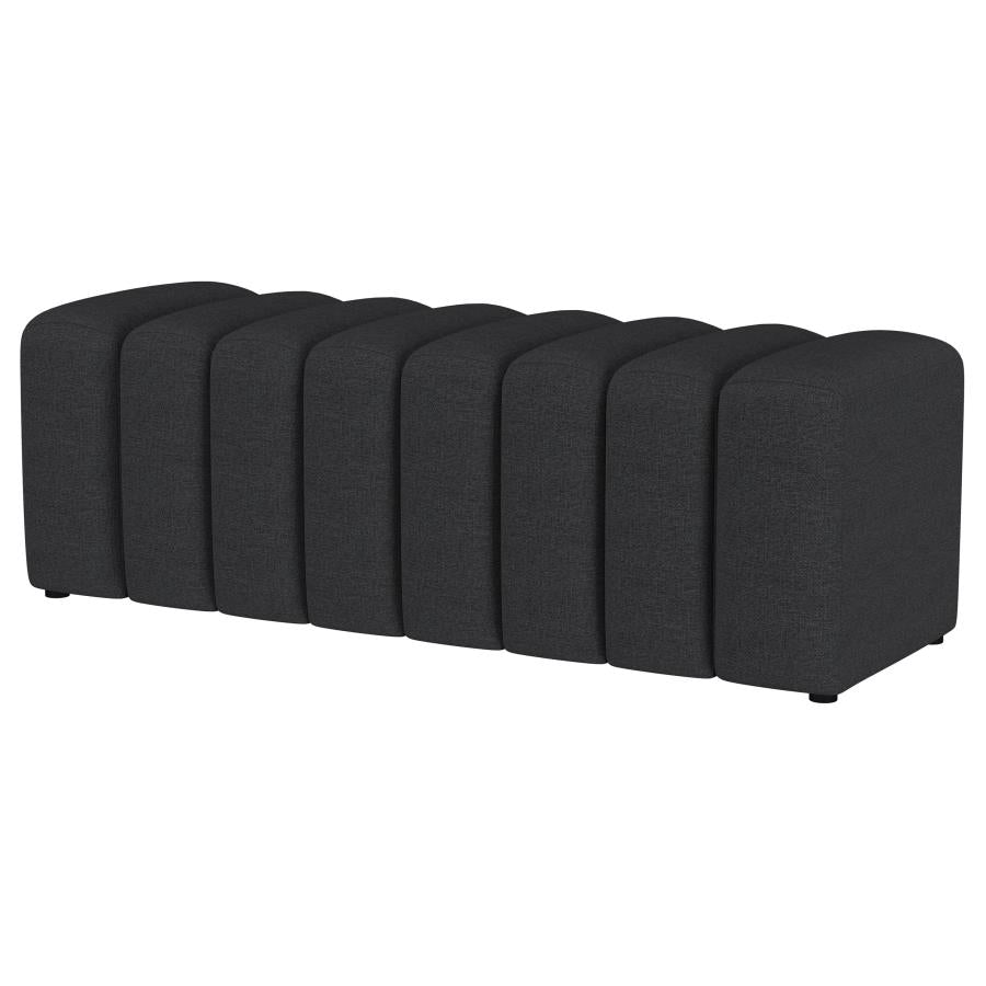 SUMMER FABRIC UPHOLSTERED TUFTED ACCENT BENCH CHARCOAL