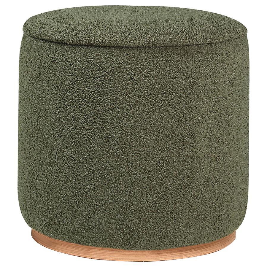ZENA FAUX SHEEPSKIN UPHOLSTERED ROUND OTTOMAN