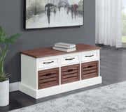 ALMA 3-DRAWER STORAGE BENCH WEATHERED BROWN AND WHITE