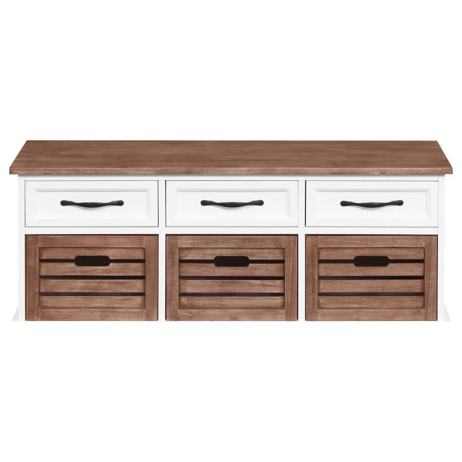 ALMA 3-DRAWER STORAGE BENCH WEATHERED BROWN AND WHITE