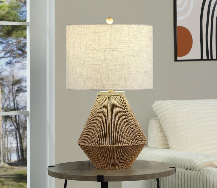 PRYOR DRUM SHADE HANDWOVEN ROPE TABLE LAMP NATURAL