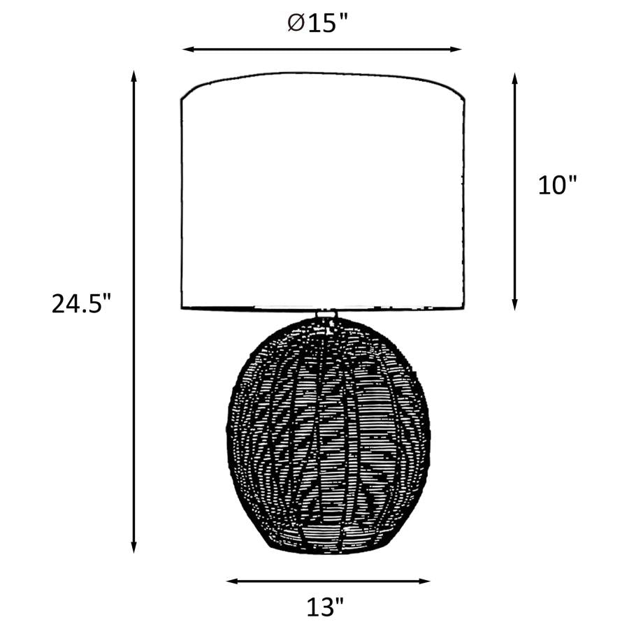 INDIO DRUM SHADE HANDWOVEN RATTAN TABLE LAMP BLACK