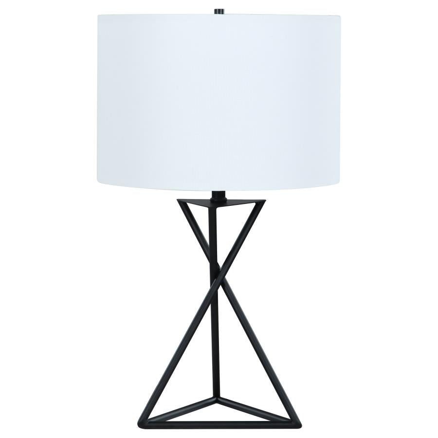 MIRIO 26-INCH DRUM SHADE METAL BEDSIDE TABLE LAMP BLACK