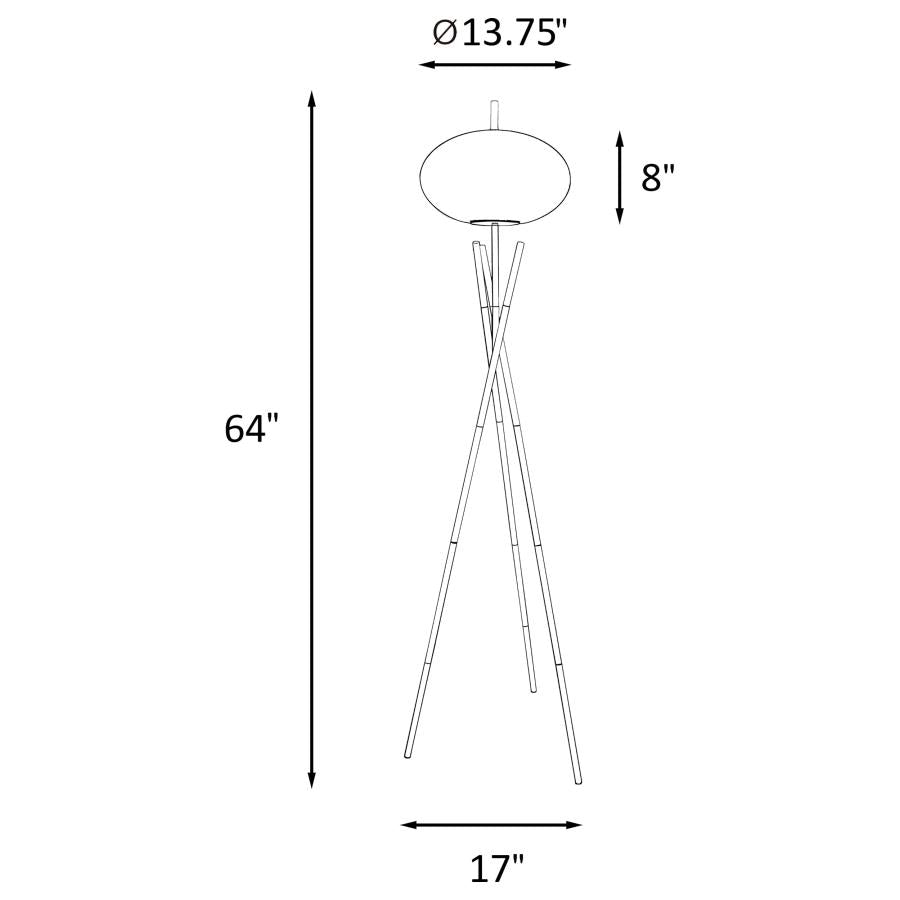 LAYTON WHITE ORB SHADE TRIPOD FLOOR LAMP BLACK
