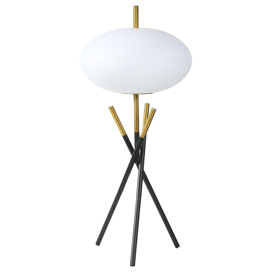 LAYTON WHITE ORB SHADE TRIPOD TABLE LAMP BLACK