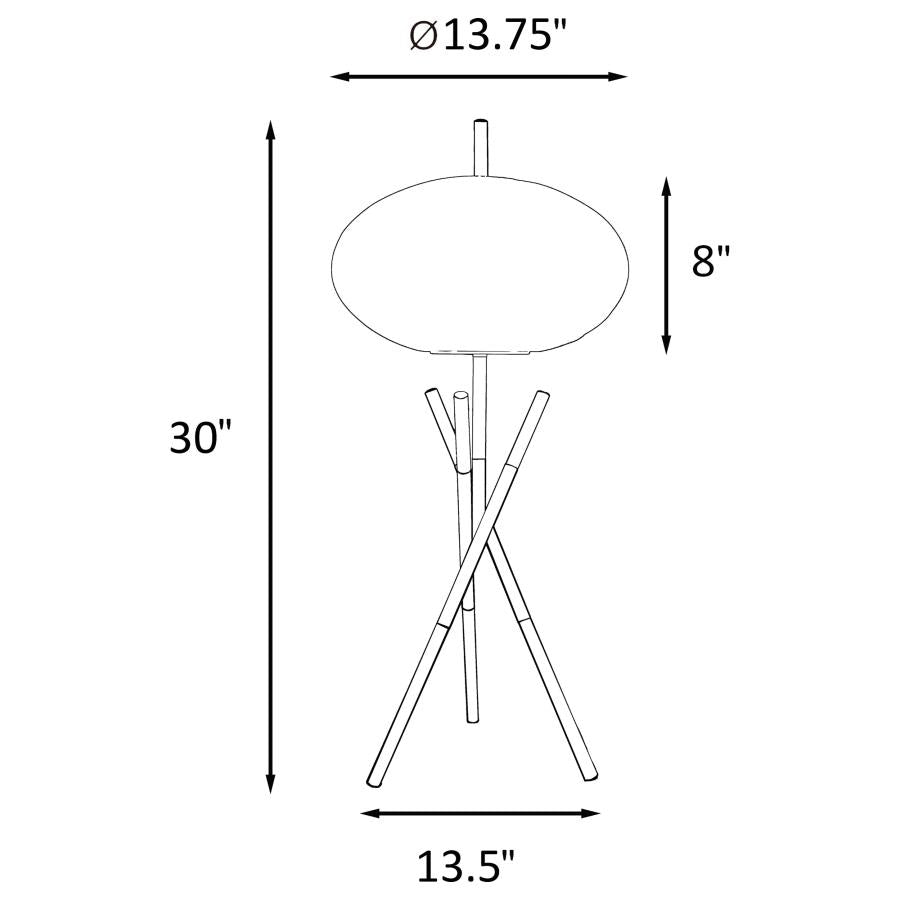LAYTON WHITE ORB SHADE TRIPOD TABLE LAMP BLACK