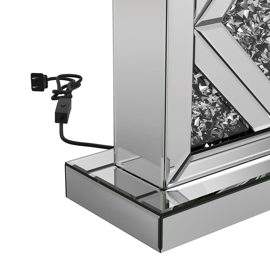 CARMEN 32-INCH TAPERED SHADE MIRRORED TABLE LAMP SILVER