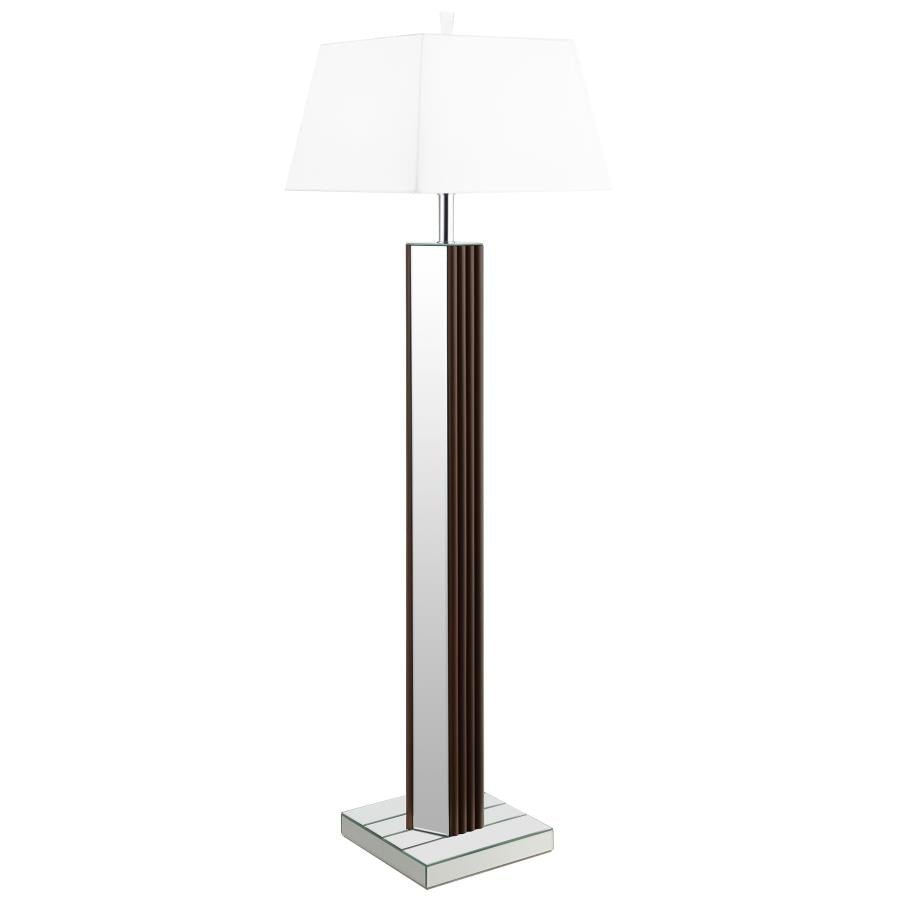 ELENA 67-INCH SQUARE TAPERED MIRRORED FLOOR LAMP BROWN