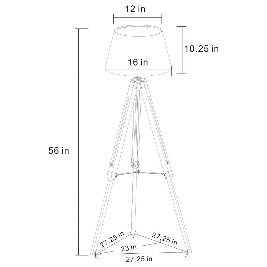 DAYTON 56-INCH EMPIRE SHADE METAL TRIPOD FLOOR LAMP GREY