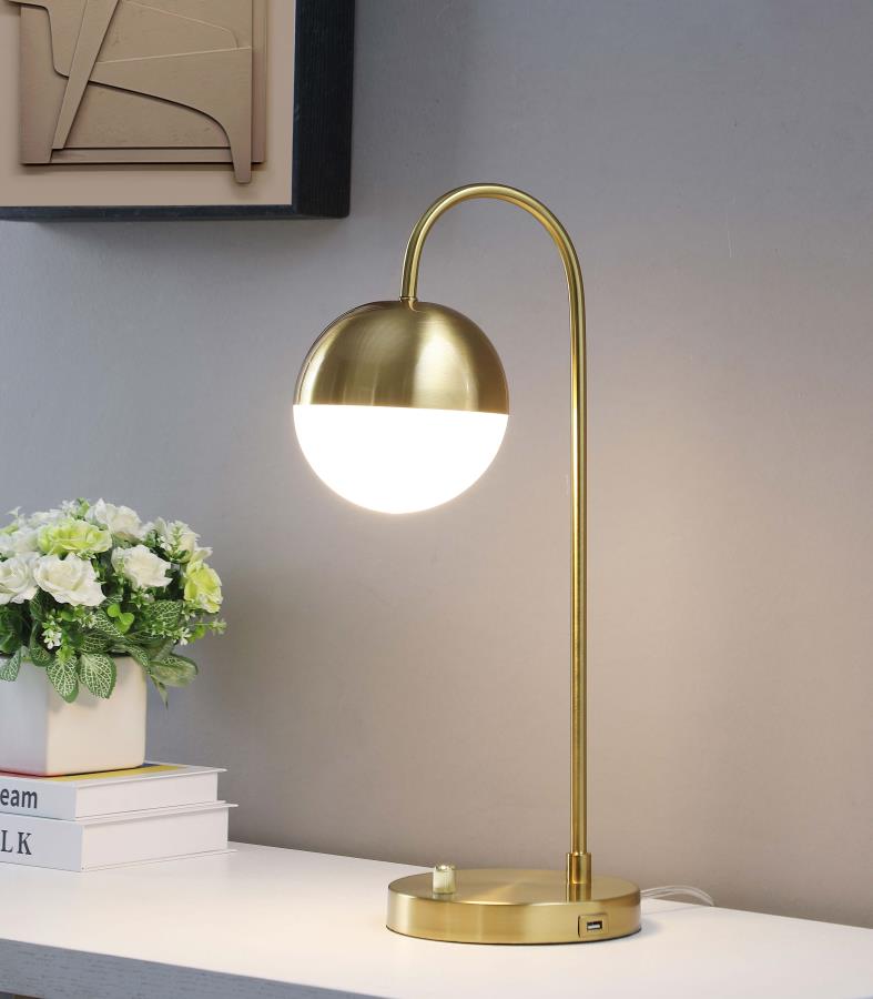 MERRICK 21-INCH SPHERICAL ARCHED BEDSIDE TABLE LAMP GOLD