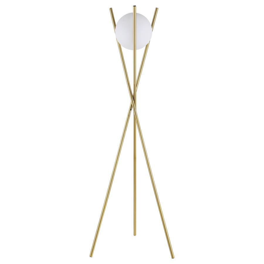 YAMILETH 65-INCH SPHERICAL BULB METAL TRIPOD FLOOR LAMP GOLD