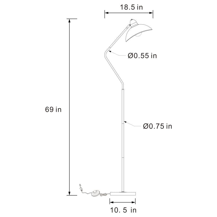 LUCIEN 69-INCH DOME SHADE METAL TASK FLOOR LAMP BLACK