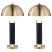 CONROE 28-INCH DOME SHADE PILLAR TABLE LAMP BLACK (SET OF 2)