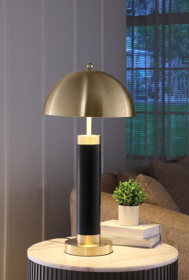 CONROE 28-INCH DOME SHADE PILLAR TABLE LAMP BLACK (SET OF 2)