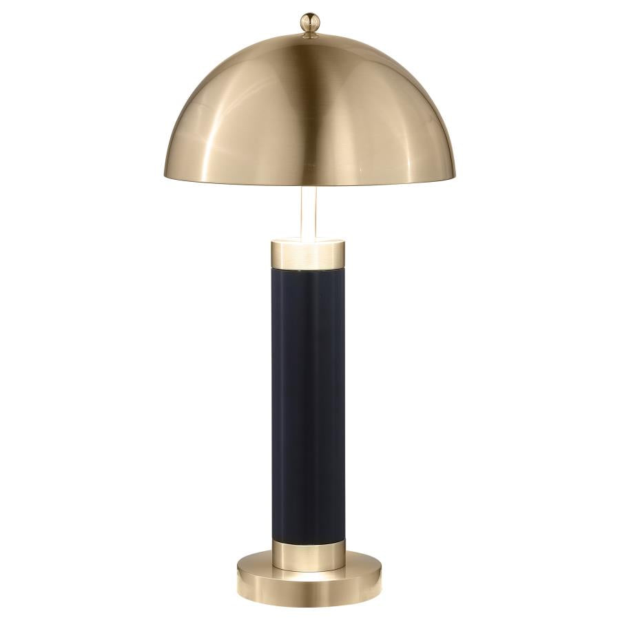 CONROE 28-INCH DOME SHADE PILLAR TABLE LAMP BLACK (SET OF 2)