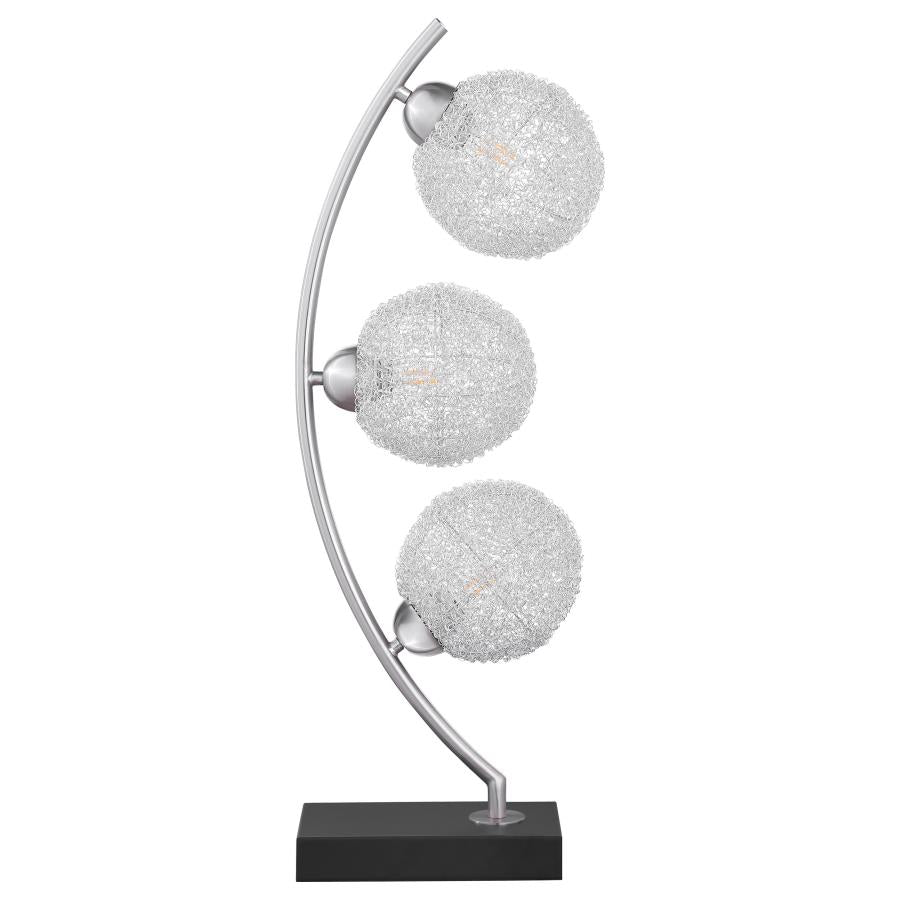CLAUDIA 30-INCH WOVEN SPHERICAL METAL TABLE LAMP BLACK