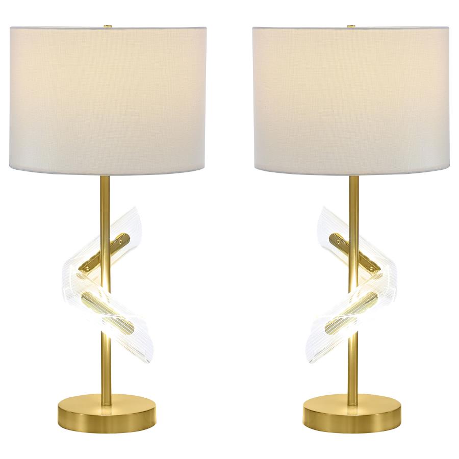 KINGSLEY 30-INCH DRUM SHADE TABLE LAMP GOLD (SET OF 2)