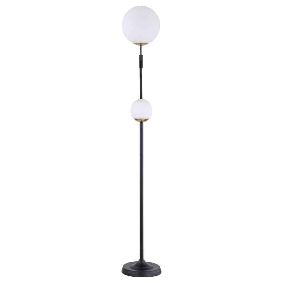 DACKI 69-INCH DUAL SPHERICAL BULB METAL FLOOR LAMP BLACK