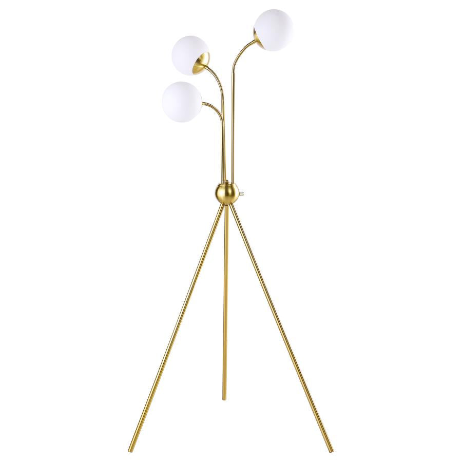 MILEY 66-INCH SPHERICAL BULB TRIPOD TREE FLOOR LAMP GOLD