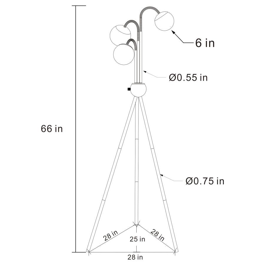 MILEY 66-INCH SPHERICAL BULB TRIPOD TREE FLOOR LAMP GOLD