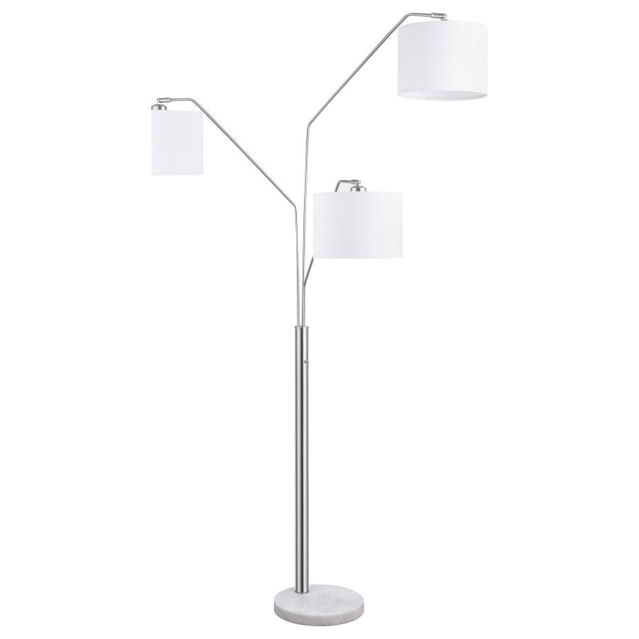JIROU 84-INCH DRUM SHADE TREE FLOOR LAMP SATIN NICKEL