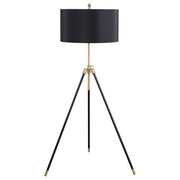 ZABKA 63-INCH DRUM SHADE METAL TRIPOD FLOOR LAMP BLACK