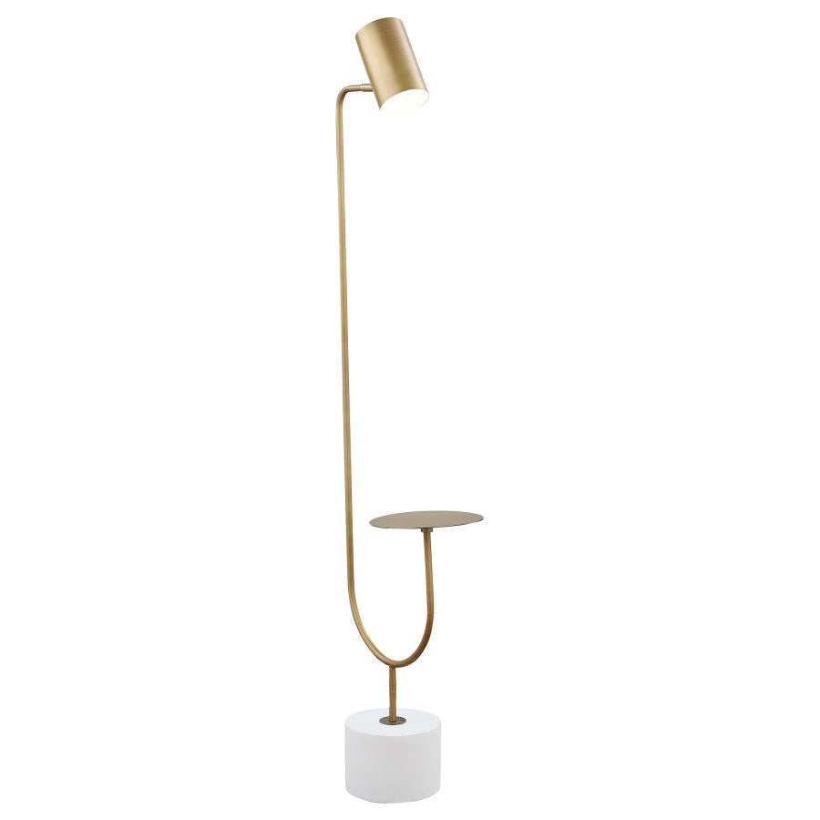 JODIE 55-INCH ADJUSTABLE FLOOR LAMP SIDE TABLE ANTIQUE BRASS