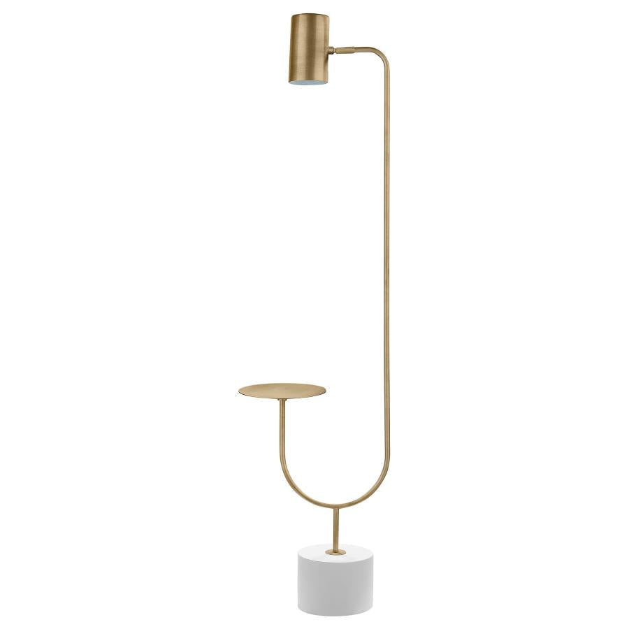 JODIE 55-INCH ADJUSTABLE FLOOR LAMP SIDE TABLE ANTIQUE BRASS
