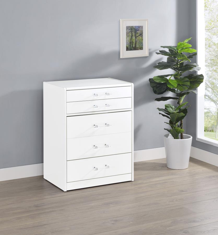 DANBURY 3-DRAWER MAKEUP VANITY & STOOL SET WHITE HIGH GLOSS