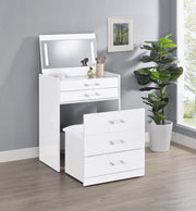 DANBURY 3-DRAWER MAKEUP VANITY & STOOL SET WHITE HIGH GLOSS