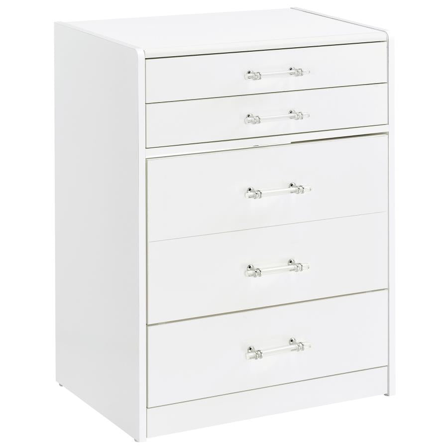 DANBURY 3-DRAWER MAKEUP VANITY & STOOL SET WHITE HIGH GLOSS