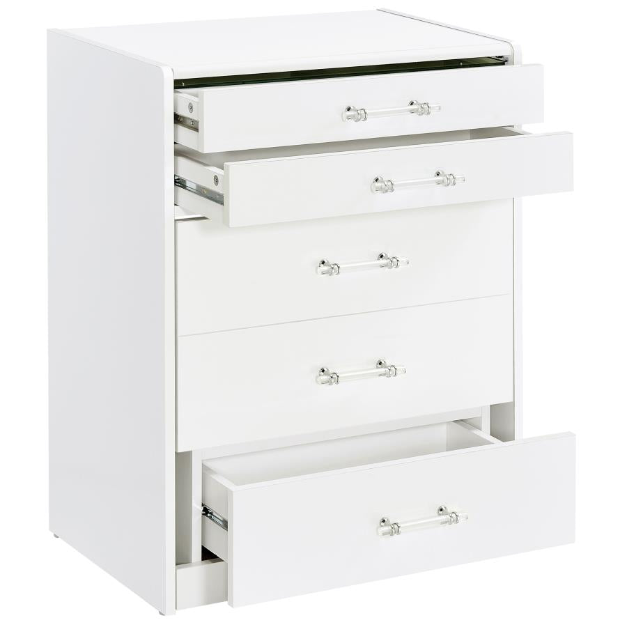 DANBURY 3-DRAWER MAKEUP VANITY & STOOL SET WHITE HIGH GLOSS