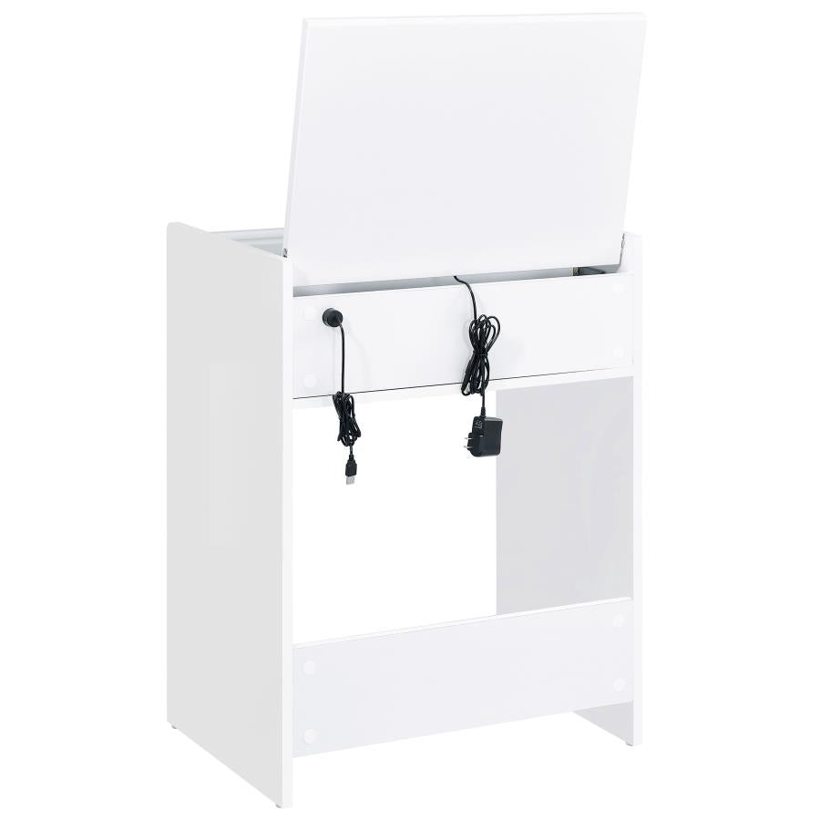 DANBURY 3-DRAWER MAKEUP VANITY & STOOL SET WHITE HIGH GLOSS