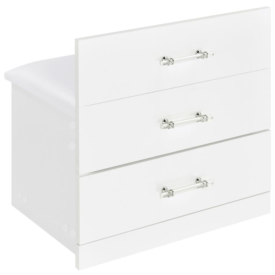 DANBURY 3-DRAWER MAKEUP VANITY & STOOL SET WHITE HIGH GLOSS