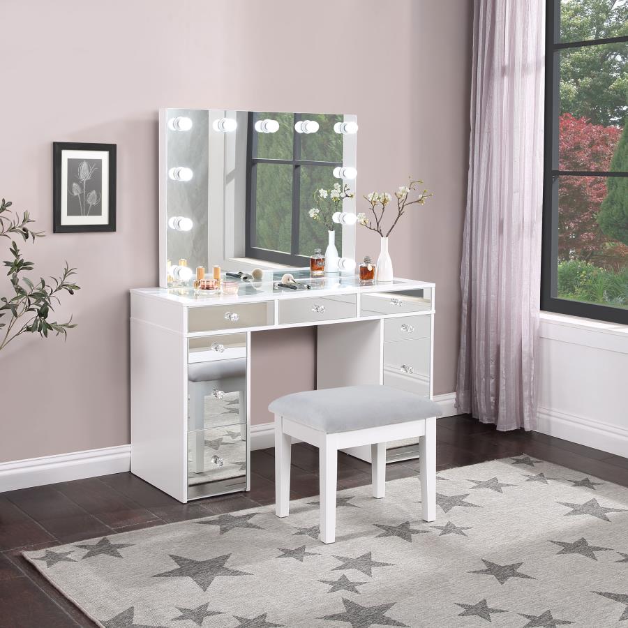 REGINA MAKEUP VANITY TABLE SET WITH LIGHTING WHITE