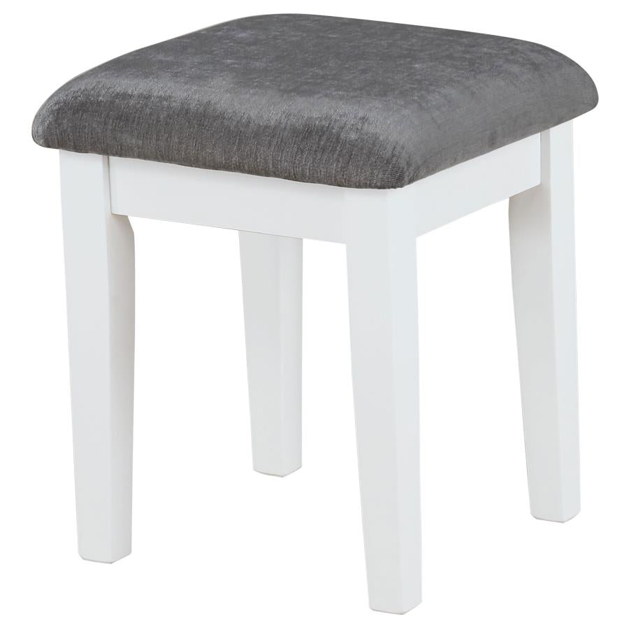 ELIJAH VANITY SET WITH LIGHTING & STOOL WHITE AND DARK GREY